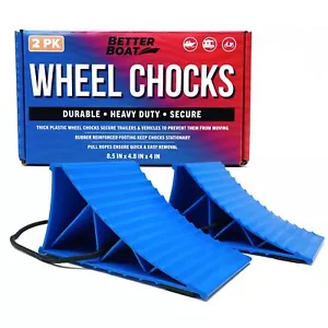 Boat Trailer Chocks and RV Wheel Chocks for Travel Trailers 2 Pack Camper Chock - Picture 1 of 6