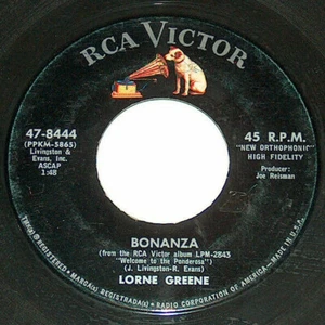 45 RPM Lorne Greene BONANZA, Ringo RCA Victor Pop Vinyl Record 47 8444 VG+ - Picture 1 of 4