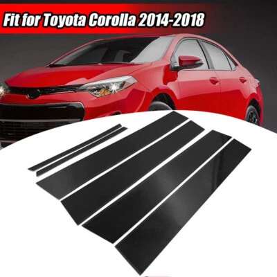 Black Window Pillar Posts Door Trim Piano Cover For 2014-2018 Toyota Corolla Foto 1 de 4