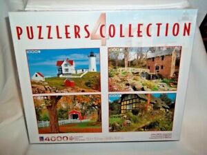 NEW Puzzlers Collection Country Cottage Covered Bridge Old Moi Lighthouse Maine