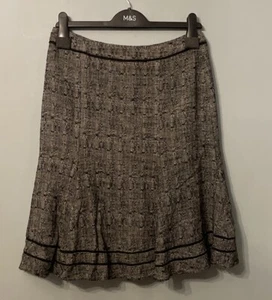 Principles Petite Black Panelled Lined Skirt Size 10 Linen Blend - Picture 1 of 4