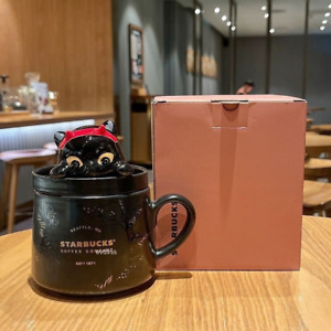 2023 Starbucks Magic Cat Halloween black cute teacup Mark ceramic cup Mug Lid