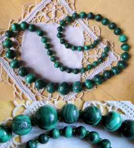 Antica COLLANA Autentica Splendida MALACHITE RUSSA cm.58,5 gr.112 - Foto 1 di 1