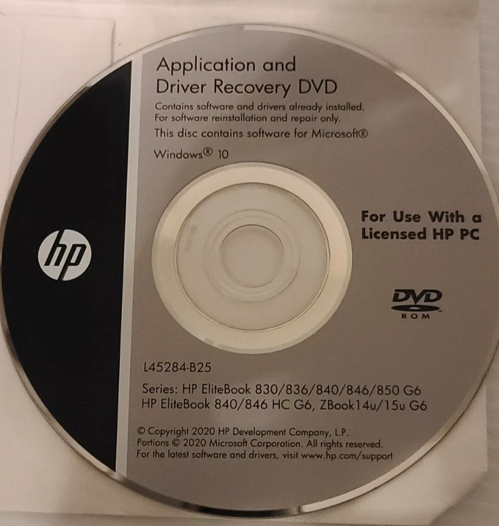 DVD de recuperación de aplicaciones y controladores HP Foto 1 de 1