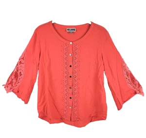 JM Collection Petite Women's Top Blouse Size PP Long Sleeve Button Front Rayon - Picture 1 of 9