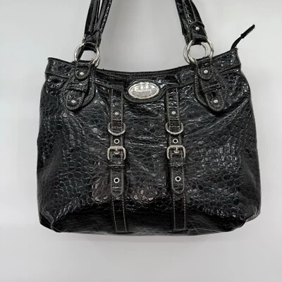 Bolso de Hombro NINE WEST Vintage Negro Guijarro Cartera Cuero Sintético Foto 1 de 4