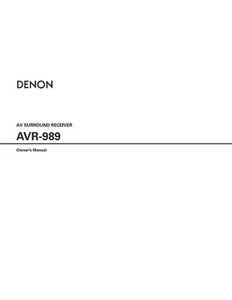 Denon AVR-989 AV Receiver Owners Manual - Picture 1 of 1