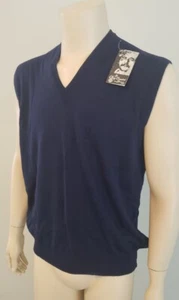 FINAL SALE Oleg Cassini men's navy sweater vest XL 1970s NOS - Picture 1 of 8