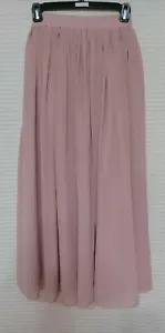 Damen Maxi Rock Doppellagig Chiffon Plissee Retro Lang Kleid Gummibund Neu - Bild 1 von 7