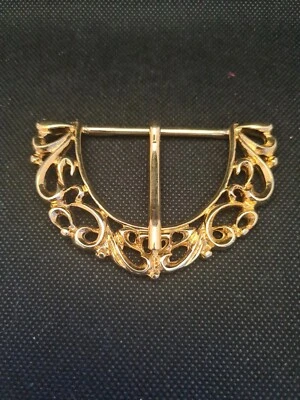 Boucle De Ceinture Vintage Métal Doré Ref F624 - Photo 1/4