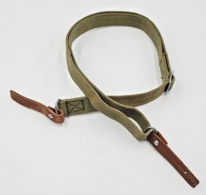 Original Chinese SKS Rifle Sling - Green Canvas, Metal Hardware, Leather Loops - Picture 1 of 3
