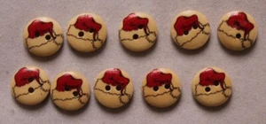10 Round Christmas Wooden Buttons - 15mm - Picture 1 of 2