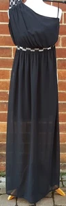 Debenhams Julian Macdonald Diamant Einschultrig Schwarz Langes Sommerkleid UK 8 - Bild 1 von 7