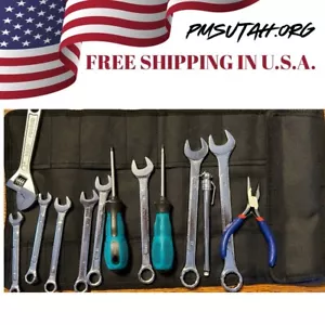 Roll Up Motorcycle Tool Kit Bag Pouch Pockets Heavy Duty Metric Wrench Set Tools - Bild 1 von 9