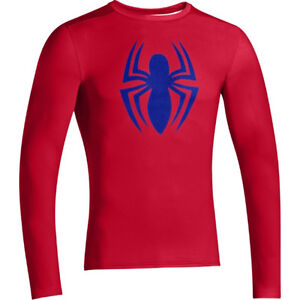 under armour heatgear mens compression fit long sleeve shirt 2xl spiderman  