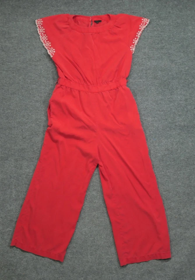 Mono Ann Taylor para mujer 4 naranja rojo manga ojales pierna ancha ligero Foto 1 de 4