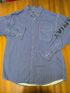 Ariat FR Shirt Work Button Logo CAT2 Flame Resistant Men’s XL Blue Geometric AOP - Picture 1 of 19
