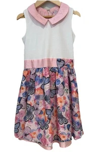 Disney Cinderella Girls Dress Size S (6/7) Pink Butterfly Print Preppy Princess - Picture 1 of 7