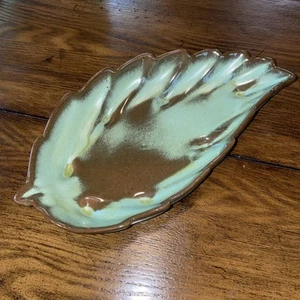 Plato Frankoma Pottery Prairie hoja verde 226 vintage 12" largo excelente vintage - Imagen 1 de 7