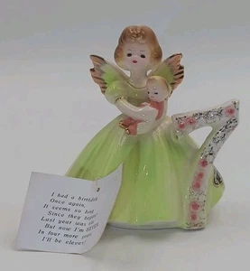 Estatuilla con etiqueta vintage JOSEF ORIGINALS ángel cumpleaños niña siete (7) años - Imagen 1 de 11
