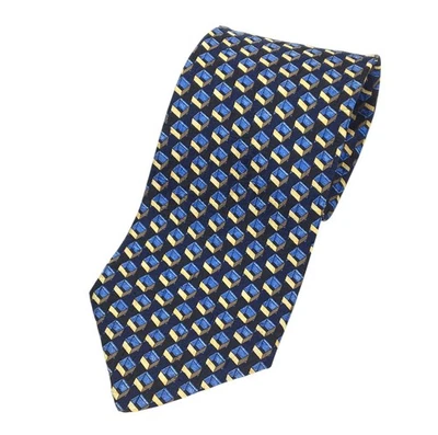 Ermenegildo Zegna 100% Silk Blue Yellow Geometric Op Art Luxury Tie Italy - Image 1 of 4