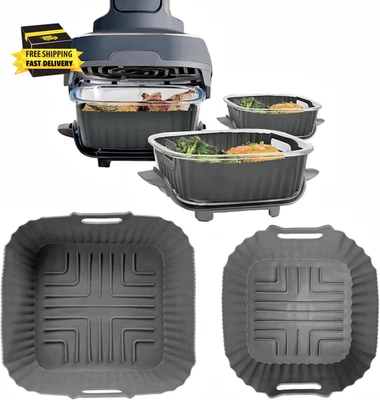 Forros de fritadeira a ar de silicone para Ninja Crispi Glass FN101GY, pacote com 2 Air Fr reutilizável - Imagem 1 de 4