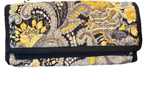 Donna Sharp Quilted Wallet Floral Black Yellow - Picture 1 of 6