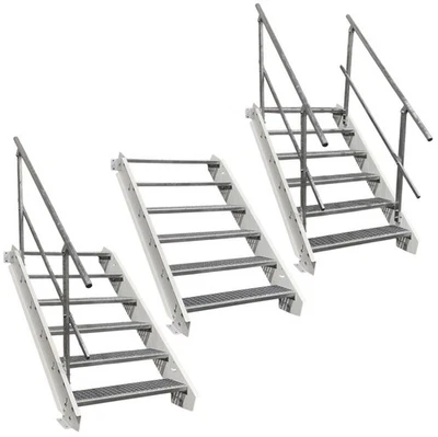 Scala in acciaio 6 gradini bianca larghezza 60 - 160 cm altezza piano 90 - 120 cm - Immagine 1 di 4