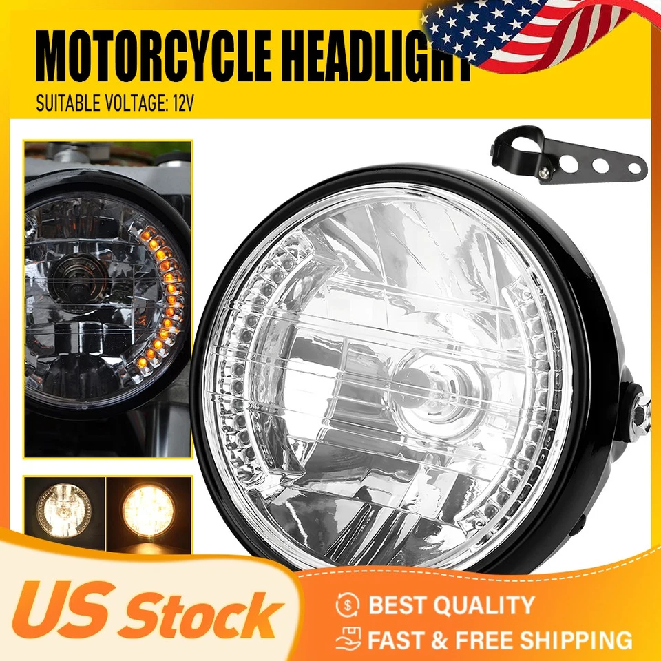 Faro LED giratorio de motocicleta de 7 pulgadas con cubo de luz negra para carcasa Honda BMW Foto 1 de 4