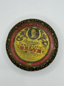Vintage Rawleigh's Antiseptic Salve 12 oz. size - 4" round Advertising Metal Tin - Picture 1 of 11