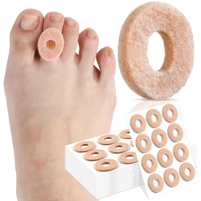 120 piezas cojines de maíz almohadillas ovaladas callos fieltro suave autoadhesivo para dedos de los pies Foto 1 de 4