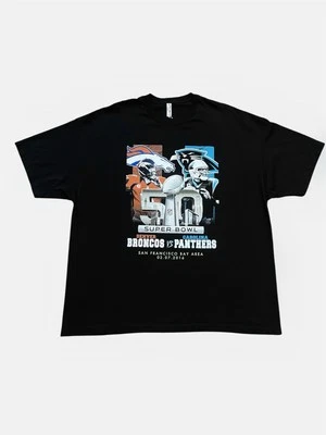 Denver Broncos Super Bowl 50 Vintage Negro Gráfico NFL Camiseta de Fútbol Talla 3XL Foto 1 de 4