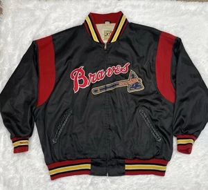 Milwaukee Braves 1957 Mitchell & Ness Chaqueta de satén vintage para hombre talla 60 3XL negra - Imagen 1 de 14