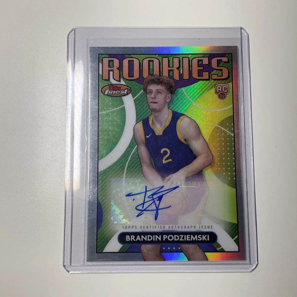 2023-24 Topps Finest Brandin Podziemski Rookie Auto Refractor RC Warriors RFABP  - Image 1 of 2