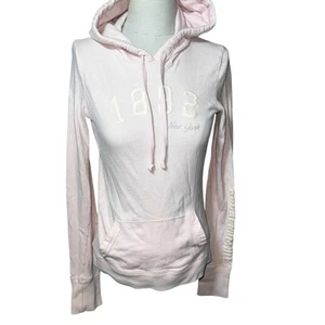 Abercrombie and Fitch y2k light pink women's long sleeve hooded shirt sz medium - Picture 1 of 7