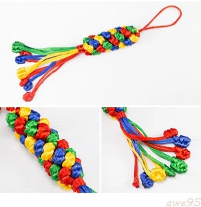Tibetan Style Diamond Knot Car Pendant Bag Charm Colorful String Hand Knitting - Picture 1 of 7