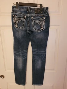 Pantalones de mezclilla ajustados Miss Me Signature talla 28 azul adornado con cruz 29x31 - Imagen 1 de 9