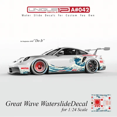 Great Wave Japanese Art Water Slide Decal White Toner 1/24 RC Diecast # A042 - Image 1 of 4