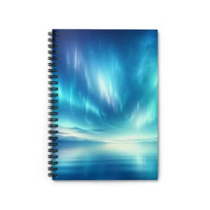 Serene Ocean Aurora Spiral Notebook  Ruled Line with Light Blue Aurora Australis - Picture 1 of 6