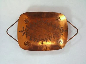 Vintage Messica Hand Made Israel Copper Small Footed Tray Platter Dish 0011010 - Picture 1 of 8