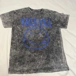 Vintage Distressed & Faded Black Nirvana Shirt Size M Band T Grunge Streetwear - Picture 1 of 6