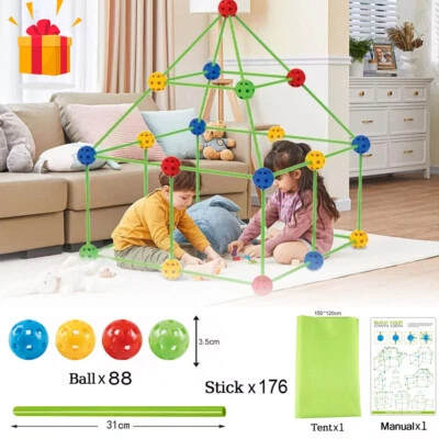 264 PCS Building Your Own Den Set Play Construction Fort Tent Making Kit for Kid