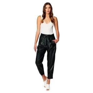 Blank NYC Size 25 Black Vegan Faux Leather Pleated Pant Off The Record NWT - Picture 1 of 6