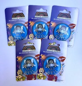 GET WELL Blinking Buttons Badges LOT OF 5 - Well Wishes, Hospital, Sick, Illness - Picture 1 of 3