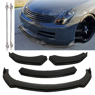 Front Bumper Lips Splitter Spoiler Body Kit +Strut Rods For Infiniti G35 G37 Foto 1 de 4