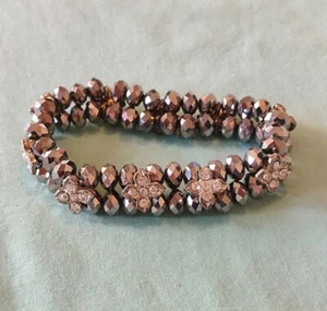 Strass und Silber facettiertes Glas Stretch Armband 7"  - Bild 1 von 7