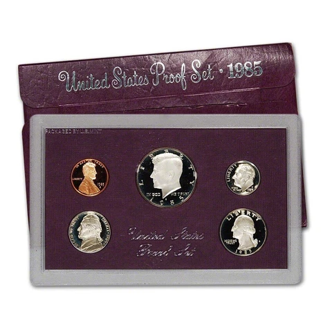 1985 U.S.  Proof Set 5 Coins  In U.S. Mint Holder  NO COA,S Series,Mixed Metals Cover