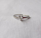 Beautiful Silver Ring With Sparkling Little Heart Shaped Stone Uk O - P Us 7.5