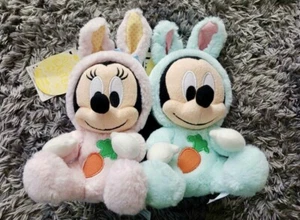 Disneyland Easter Bunny Mickey & Minnie Mouse Plush Doll Spring Tokyo Japan F/S - Picture 1 of 3