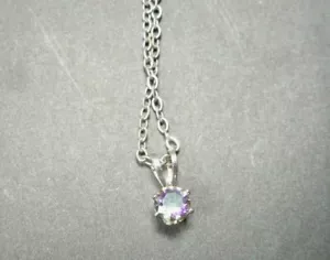 .925 Sterling Silver Necklace Febur Birthstone Necklace Simulated Amethyst Stone - Picture 1 of 3